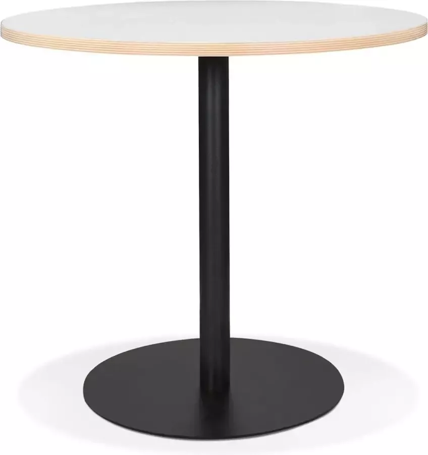 Alterego Design Alterego Witte ronde bistrotafel 'YOGI' met een zwarte metalen poot Ø 80 cm - Foto 1