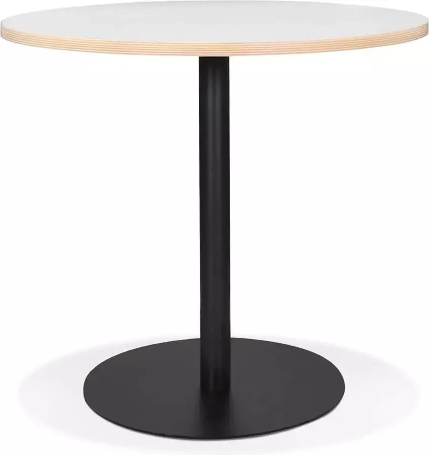 Alterego Design Alterego Witte ronde bistrotafel 'YOGI' met een zwarte metalen poot Ø 80 cm