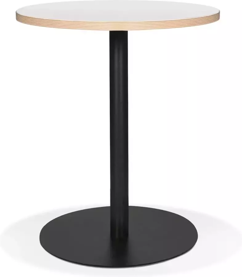 Alterego Design Alterego Witte ronde bistrotafeltje 'YOGI' met een zwarte metalen poot Ø 60 cm