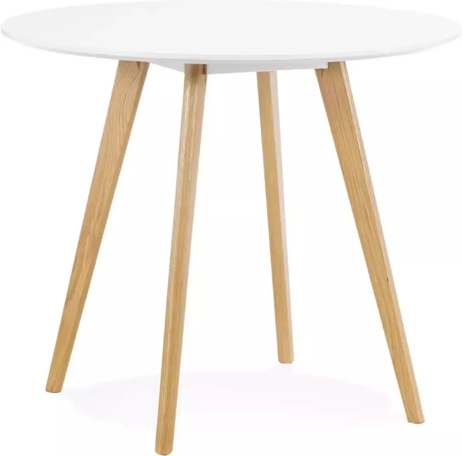 Alterego Design Alterego Witte ronde keukentafel 'MIDY' in Scandinavische stijl ø 90 cm