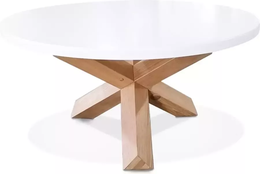 Alterego Design Alterego Witte ronde salontafel 'MARVEL' met massief eikenhout Ø 80 cm