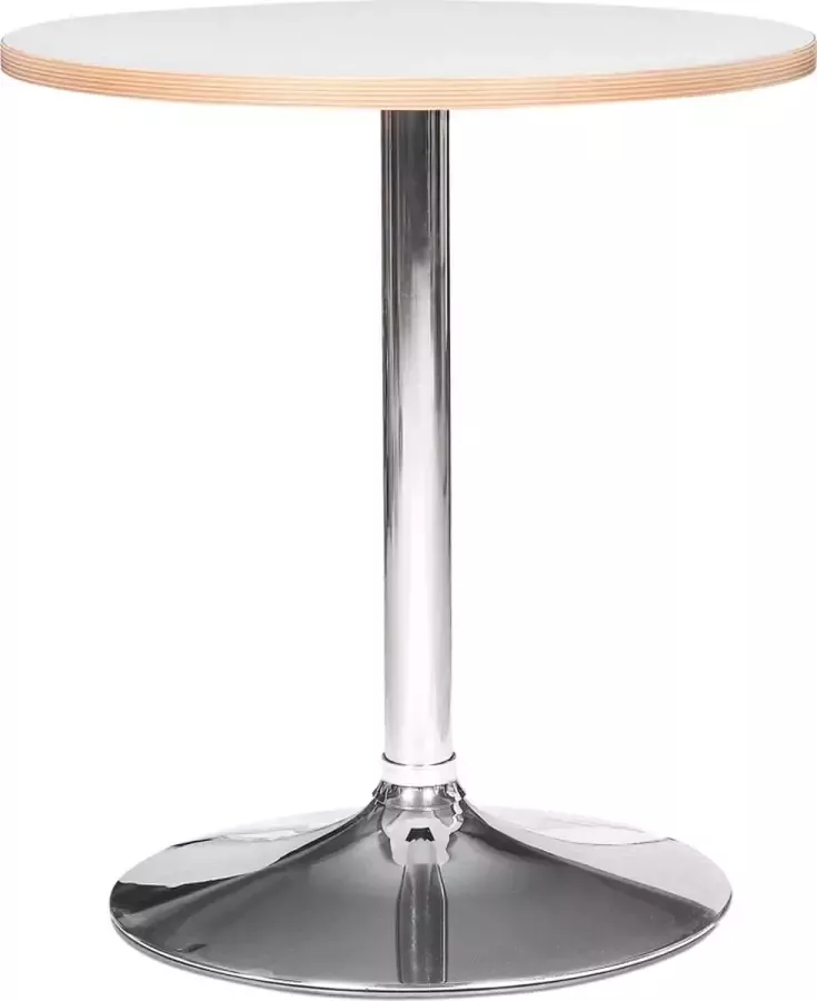 Alterego Design Alterego Witte ronde tafel 'CASTO ROUND' met verchroomde poot Ø 80 cm