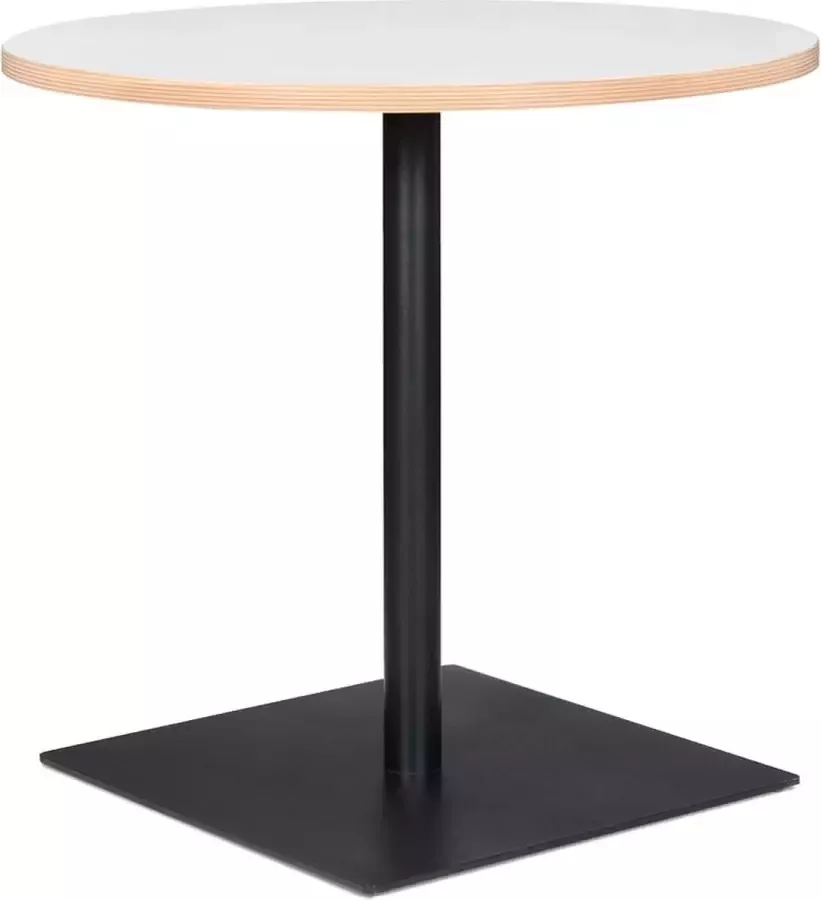 Alterego Design Alterego Witte ronde tafel 'FUSION ROUND' met zwart frame Ø 80 cm