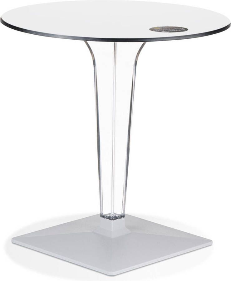 Alterego Design Alterego Witte ronde terrastafel 'VOCLUZ' voor binnen buiten Ø 68 cm