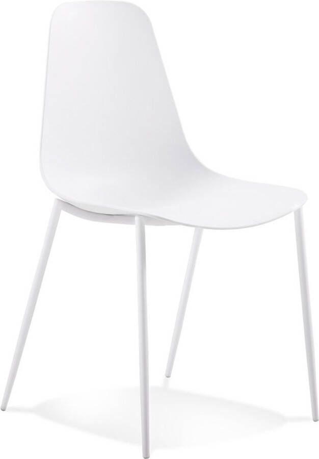 Alterego Design Alterego Witte stoel 'FELIZ' van kunststof en metaal voor binnen buiten