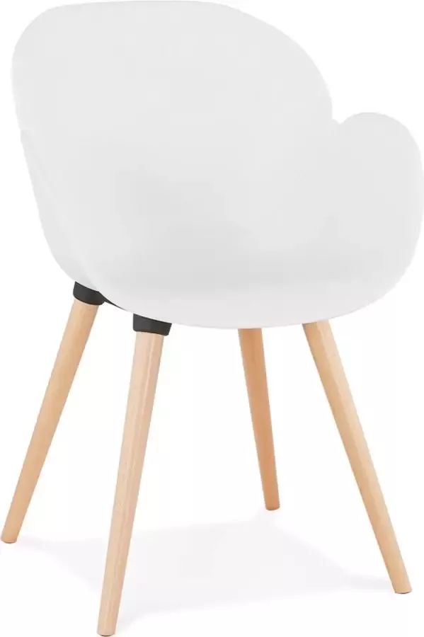Alterego Design Alterego Witte stoel met Scandinavisch design PICATA met houten poten