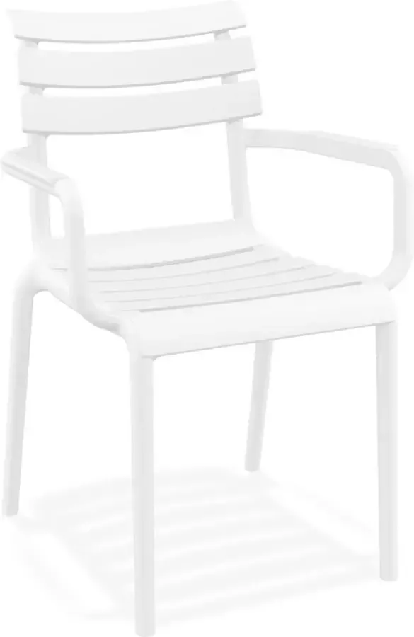 Alterego Design Alterego Witte tuinstoel 'FLORA' met armleuningen van kunststof