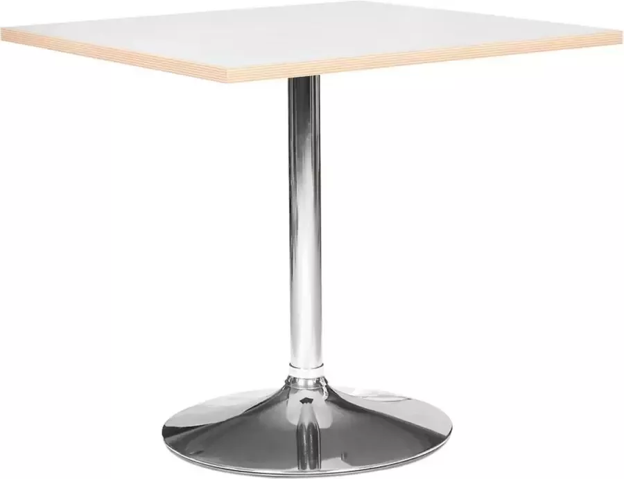 Alterego Design Alterego Witte vierkante tafel 'CASTO SQUARE' met verchroomde poot 80x80 cm