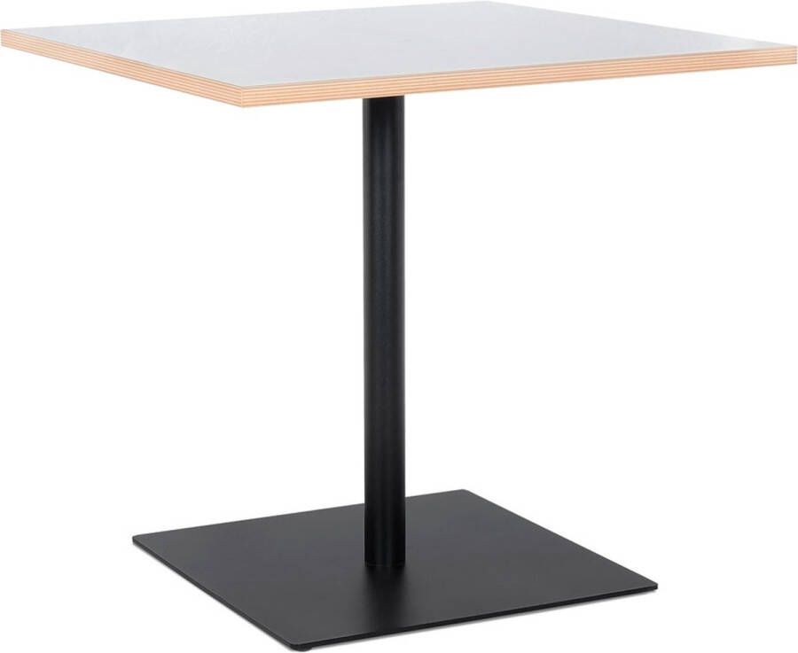 Alterego Design Alterego Witte vierkante tafel 'FUSION SQUARE' met zwart frame 80x80 cm
