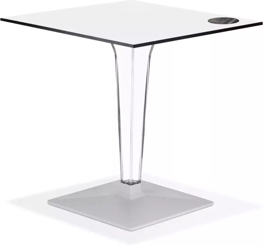 Alterego Design Alterego Witte vierkante terrastafel 'VOCLUZ' voor binnen buiten 68x68 cm