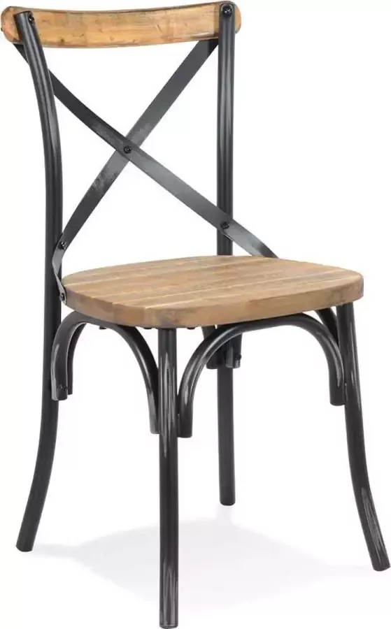 Alterego – Ranch – Zwarte Houten Keukenstoel – Verouderde Walnoten Afwerking – 50x47x89 cm