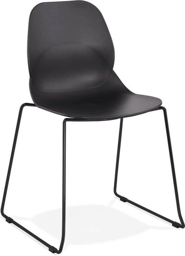 Alterego Design Alterego Zwarte design stoel 'NUMERIK' met poten van zwart metaal