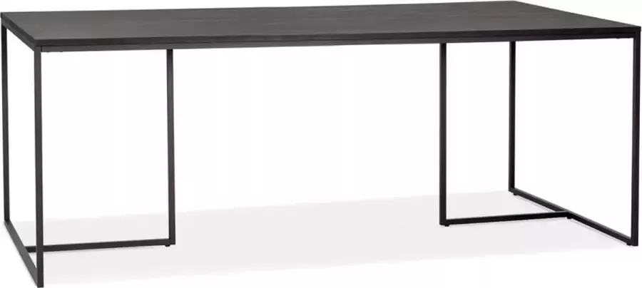 Alterego Design Alterego Zwarte eettafel 'UNION' van massief eikenhout 200x100 cm