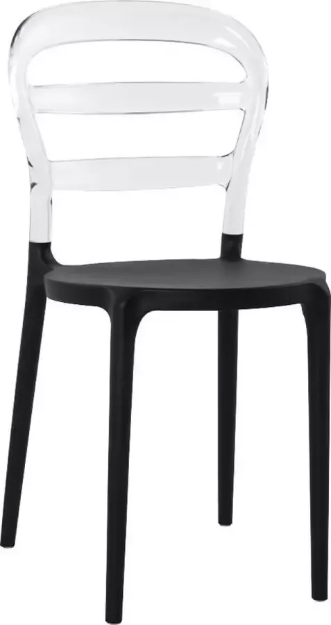Alterego Design Alterego Zwarte en transparante design stoel 'BARO' uit kunststof