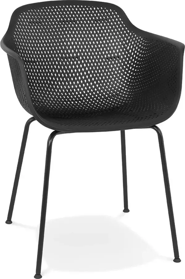 Alterego Design Alterego Zwarte geperforeerde stoel met armleuningen 'DRAK' binnen buiten