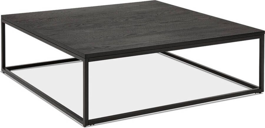 Alterego Design Alterego Zwarte grote industriële salontafel 'TRIBECA' van hout en metaal