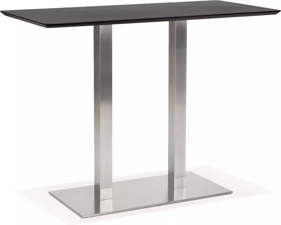Alterego Design Alterego Zwarte hoge design tafel 'MAMBO BAR' met geborsteld metalen poot 150x70 cm