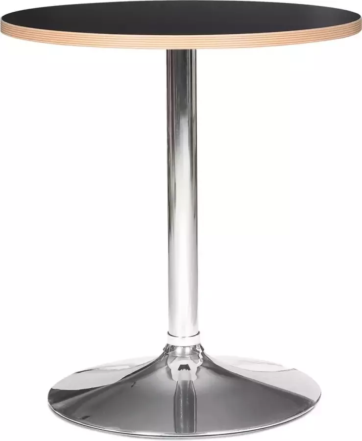 Alterego Design Alterego Zwarte ronde tafel 'CASTO ROUND' met verchroomde poot Ø 80 cm