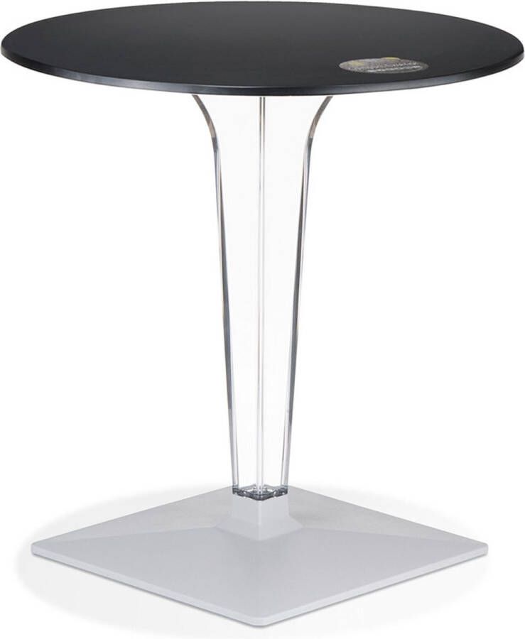Alterego Design Alterego Zwarte ronde terrastafel 'VOCLUZ' voor binnen buiten Ø 68 cm