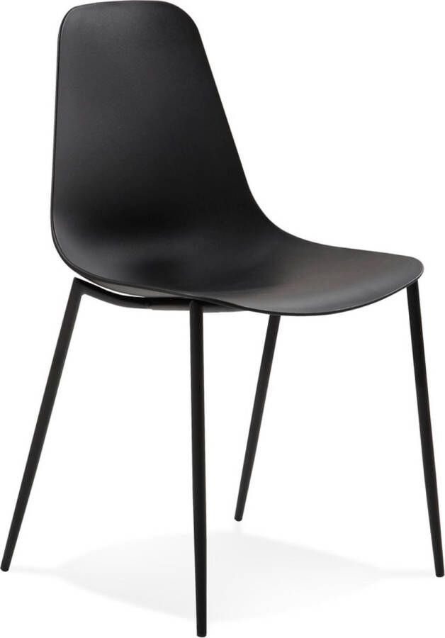 Alterego Design Alterego Zwarte stoel 'FELIZ' van kunststof en metaal voor binnen buiten