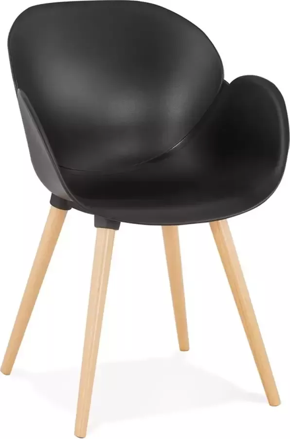 Alterego Design Alterego Zwarte stoel met Scandinavisch design PICATA met houten poten