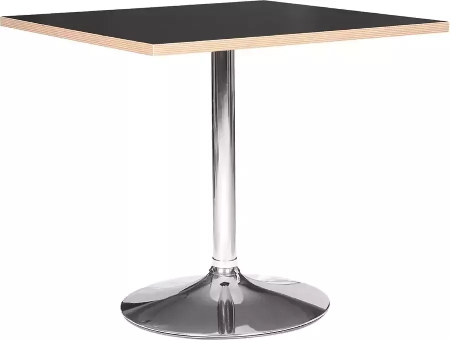 Alterego Design Alterego Zwarte vierkante tafel 'CASTO SQUARE' met verchroomde poot 80x80 cm