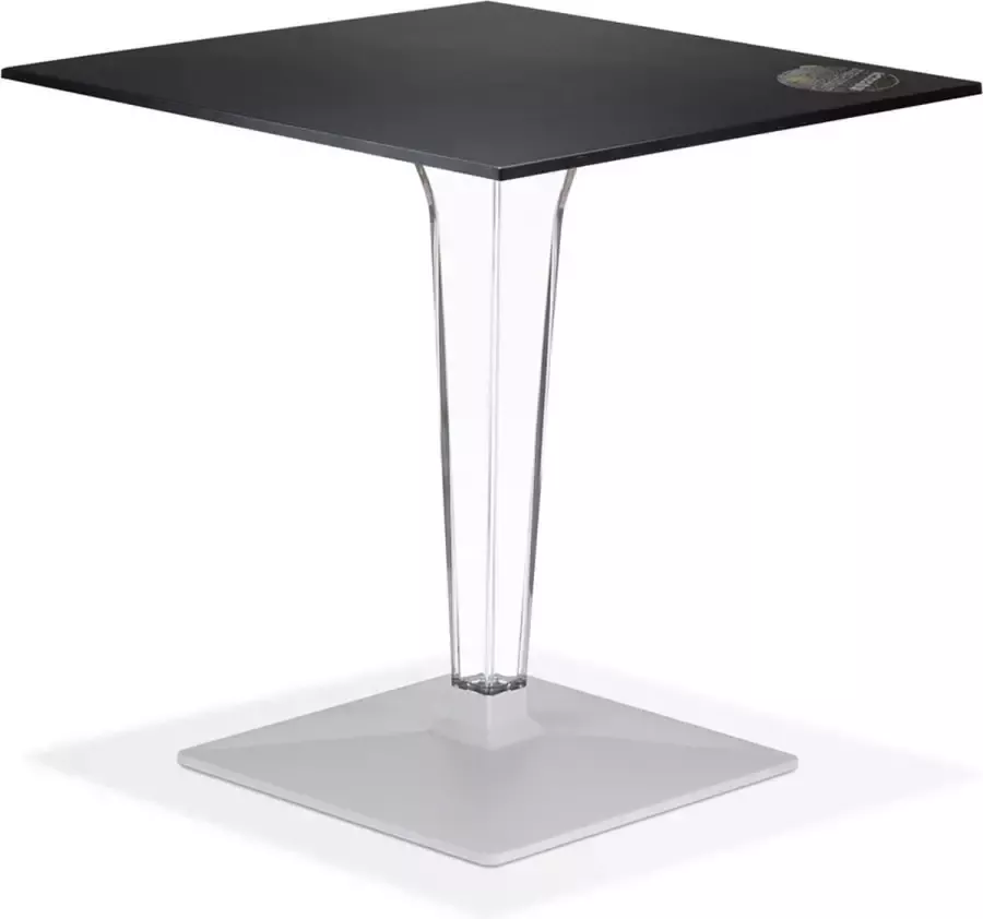 Alterego Design Alterego Zwarte vierkante terrastafel 'VOCLUZ' voor binnen buiten 68x68 cm