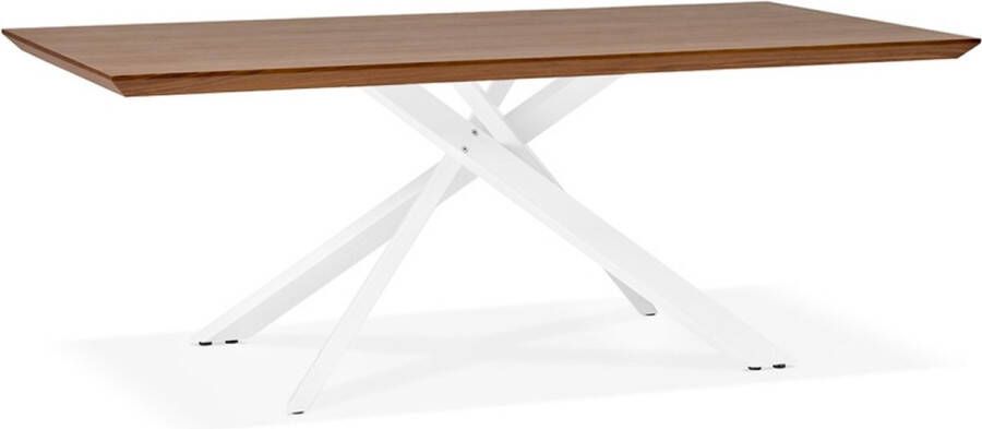 Alterego Design eettafel 'WALABY' in hout met notelaarafwerking en met witte x-vormige centrale voet 200 x 100 cm
