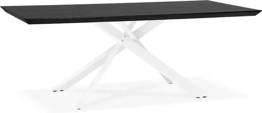 Alterego Design eettafel 'WALABY' in zwart hout met witte x-vormige centrale voet 200 x 100 cm