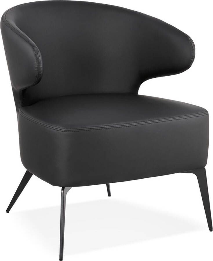 Alterego Design fauteuil 'WAGYU' zwarte en zwarte metalen pootjes