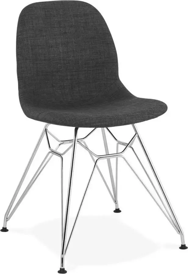 Alterego Design stoel 'DECLIK' donkergrijs met verchroomde metalen poten