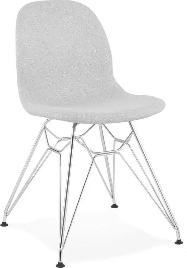 Alterego Design stoel 'DECLIK' in lichtgrijze stof met verchroomd metalen onderstel