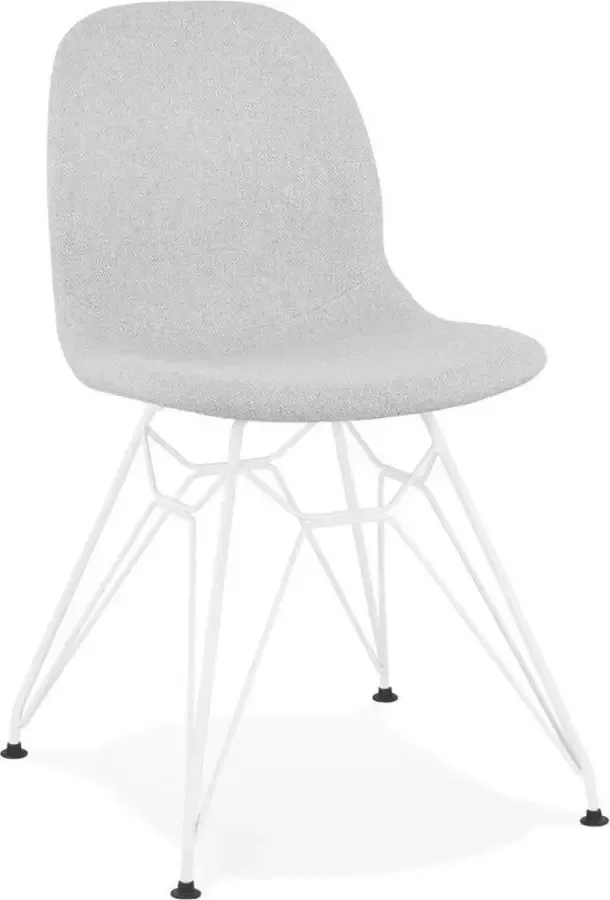 Alterego Design stoel 'DECLIK' in lichtgrijze stof met witte metalen onderstel