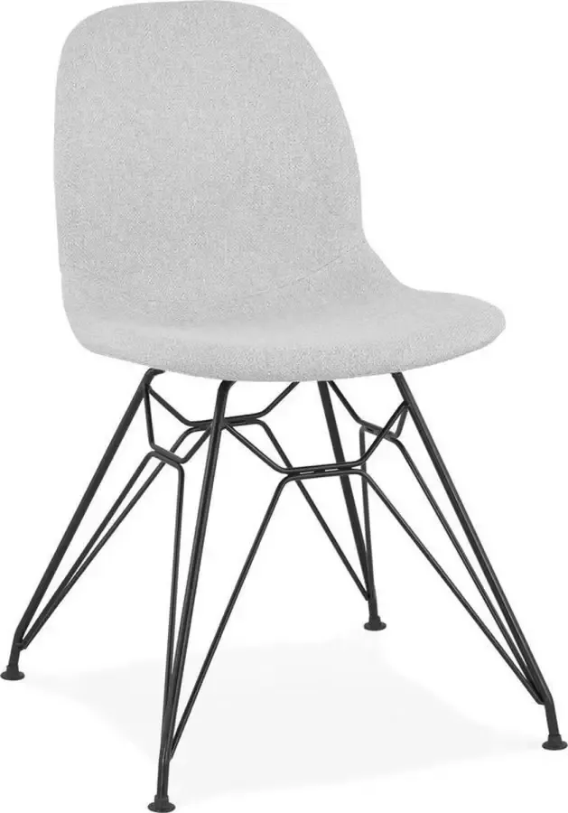 Alterego Design stoel 'DECLIK' in lichtgrijze stof met zwart metalen onderstel