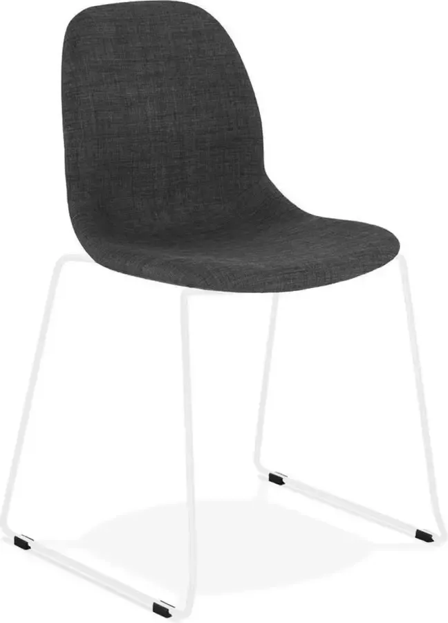 Alterego Design stoel 'DISTRIKT' in donkergrijze stof met benen in wit metaal