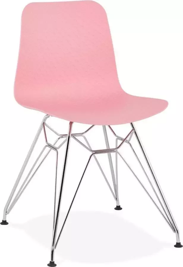 Alterego Design stoel 'GAUDY' roze met verchroomd metalen voet