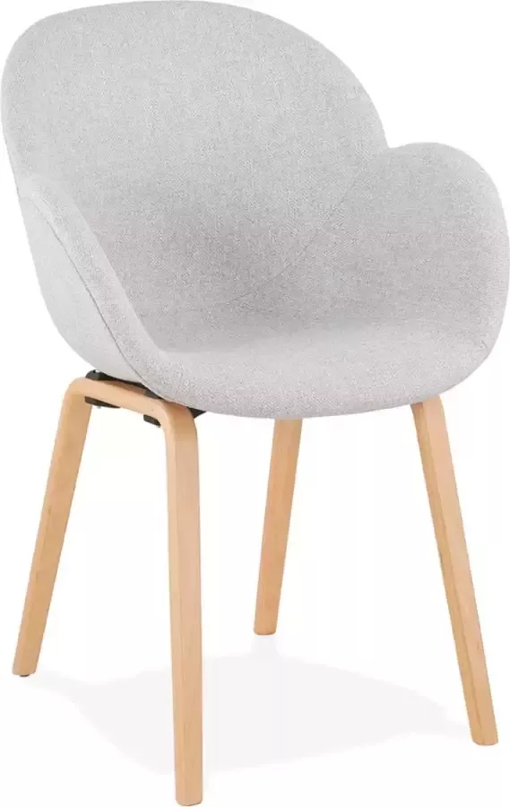 Alterego Design stoel met armleuningen 'SAMY' in lichtgrijze stof en Scandinavische stijl