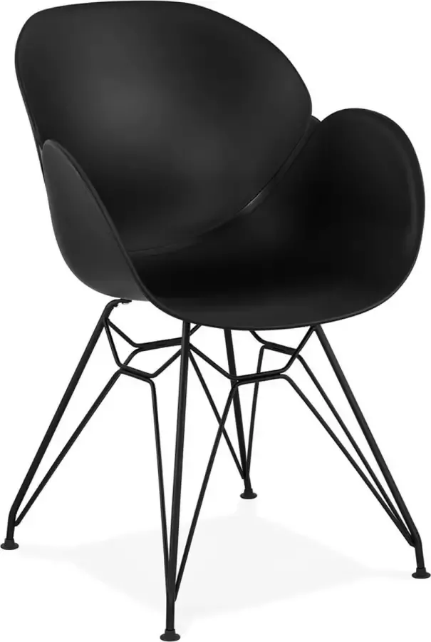 Alterego Design stoel 'SATELIT' zwart industriële stijl met zwart metalen voeten