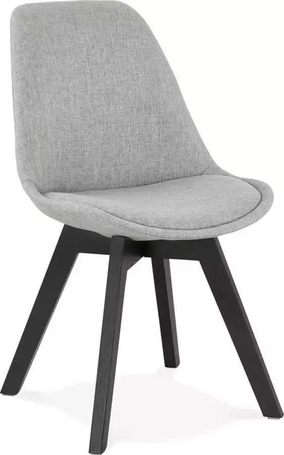 Alterego Design stoel 'WILLY' in grijze stof met poten in zwart hout