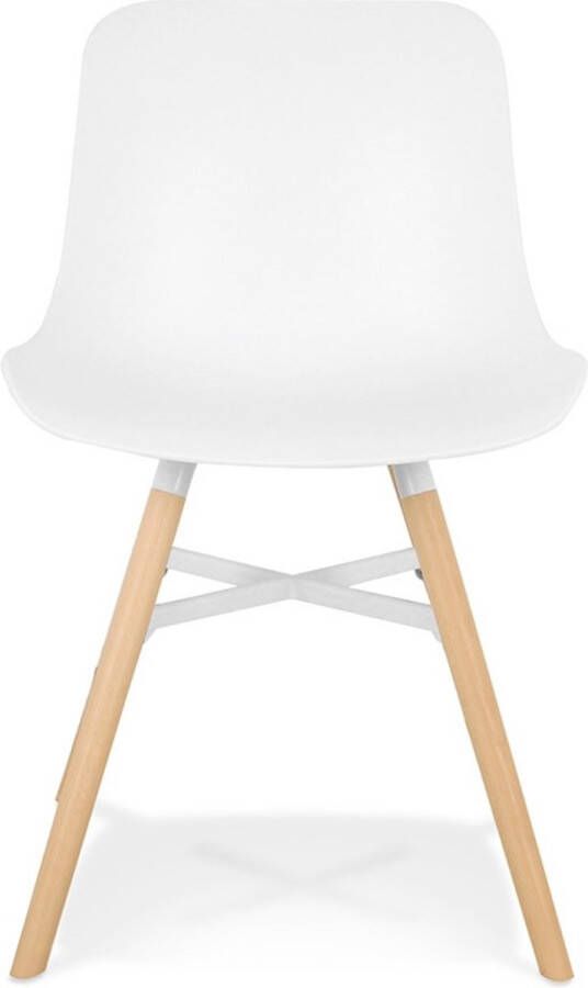 Alterego – Gladys – Witte Designer Stoel – Natuurlijke Houten Poten – 55x48x81 cm