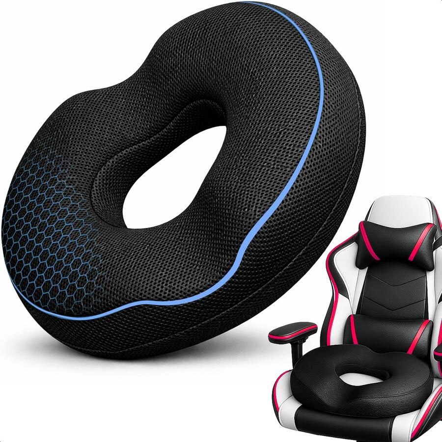 Alyze Donut Zitkussen Orthopedisch & Ergonomisch Stuitkussen Ringkussen Stuitje Zitring Aambeien Kussen Traagschuim Voor Auto Bureaustoel & Bank - Foto 2