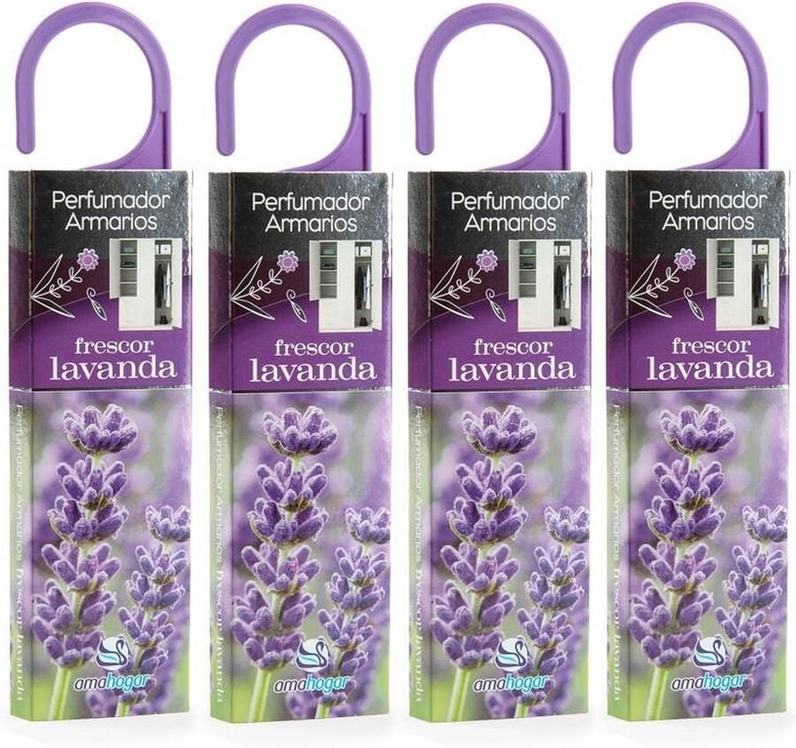 Amahogar Ama Hogar Geurzakjes Lavendel geur 4x met ophanghaak voor een frisse kast was luchtverfrisser