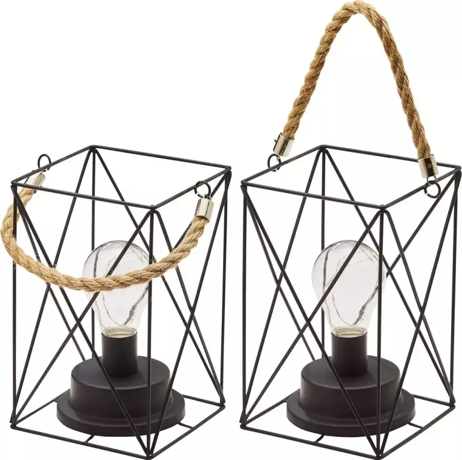 Amare Set van 2 Decoratieve lampen in industriële look 2x vierkant