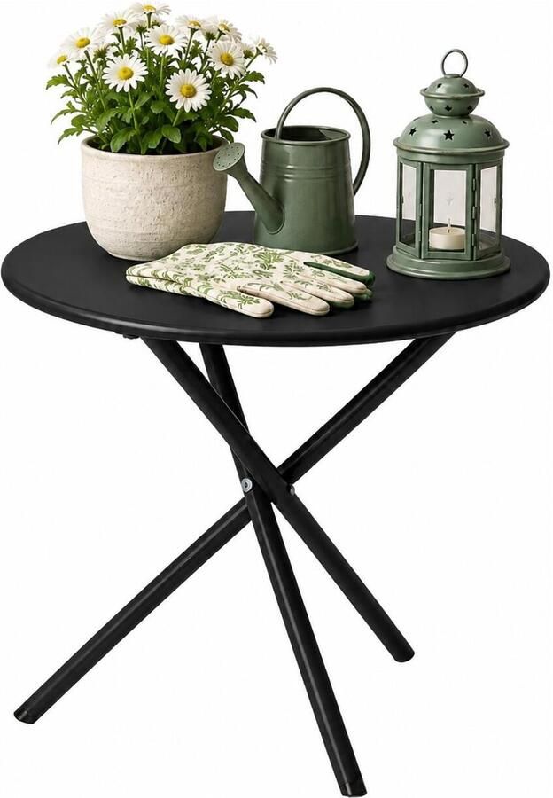 Ambiance Ronde Bijzettafel – Compact 48x48 cm – Zwart Poedergecoat Staal – Modern & Duurzaam – Eenvoudige Montage - Foto 2
