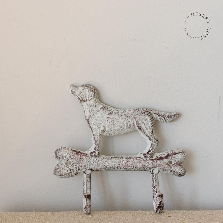 Ambiente Haus Gietijzeren dubbele wandhaak teckel 19cm x 18cm x 5cm Kapstok twee haken hond Ophanghaak voor hondenriem