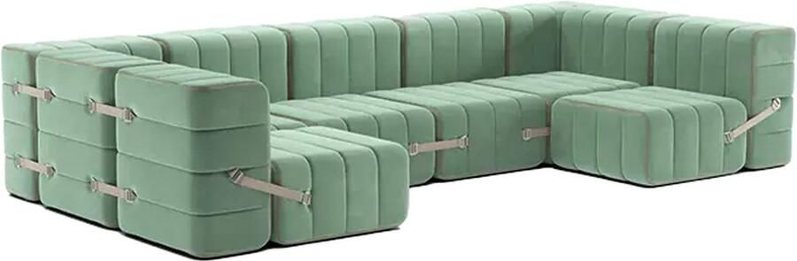 AMBIVALENZ modulaire bank curt – 15 modules – licht groen