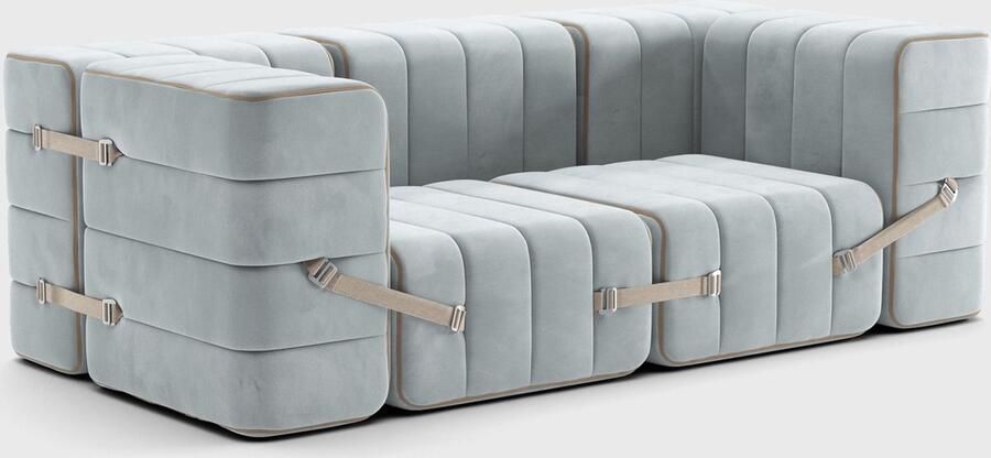 AMBIVALENZ modulaire bank curt – 7 modules – licht blauw