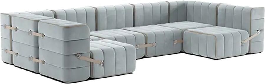 AMBIVALENZ modulaire bank curt – u vorm – licht blauw