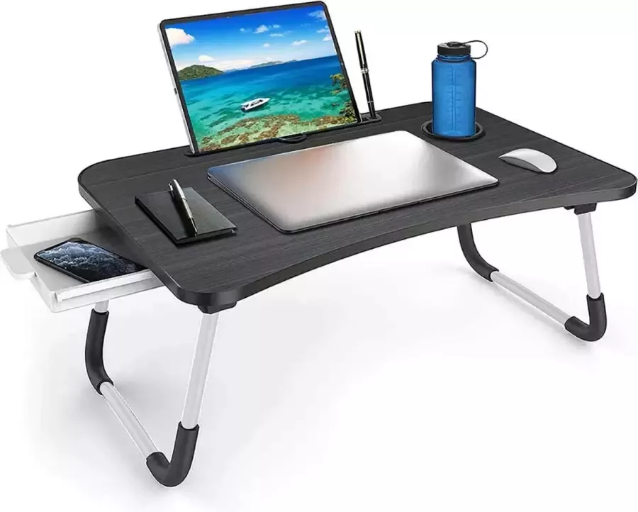 Amerce store Amerce 2-in-1 Bedtafel – Laptoptafel Thuiswerken – Inklapbaar Zwart