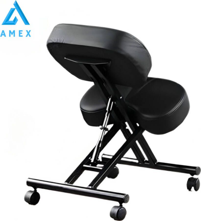 Amex Ergonomische Bureaustoel Kniestoel Extra Zacht Verstelbaar Zwart